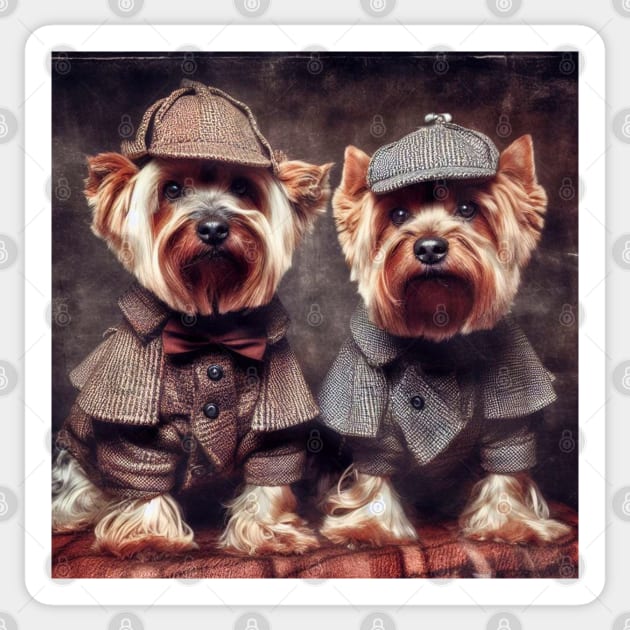 Yorkshire Terrier Detectives Sticker by LizTodd